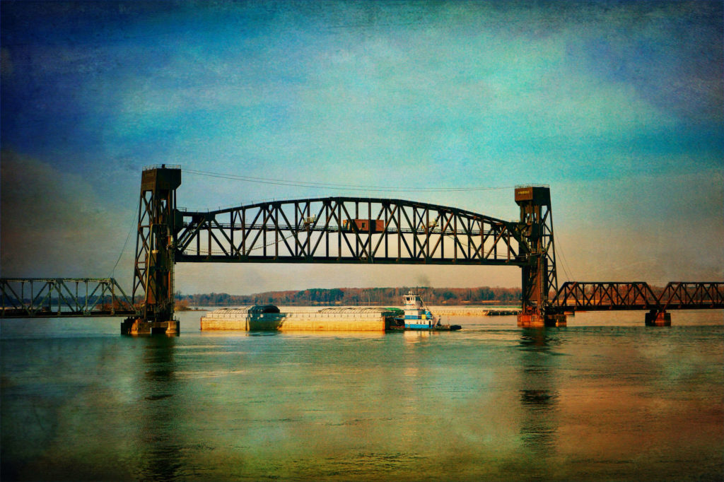 Photo Art: photograph of the railroad bridge in Decatur, Alabama.