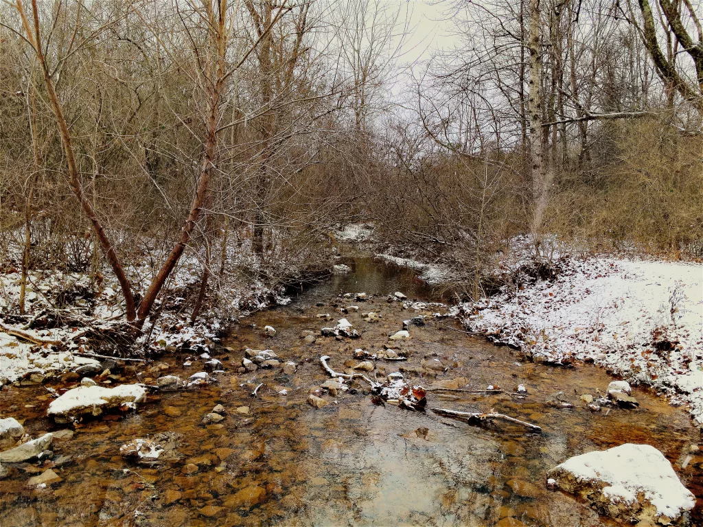Mill Creek in Madison, Alabama, dusted with a rare snow.
