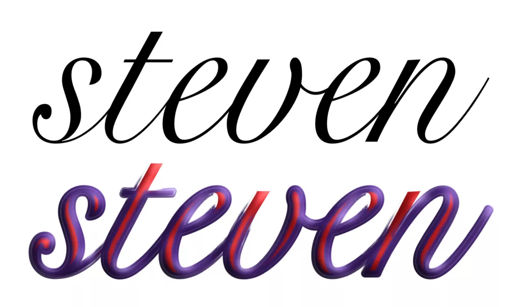 Original and brushed version using Snell Roundhand font.