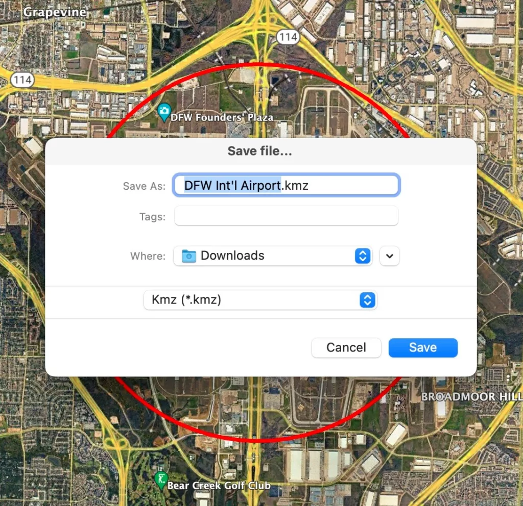 The Save File dialog box in Google Earth.